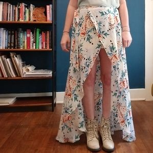 90s floral summer sheer maxi skirt